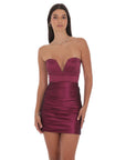 Lucy in the Sky Strapless Sweetheart-Cut Dress in Plum