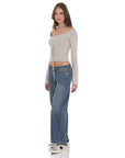 Low Rise Wide Leg Jeans in Blue
