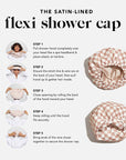 Satin Lined Flexi Shower Cap - Terracotta Checker