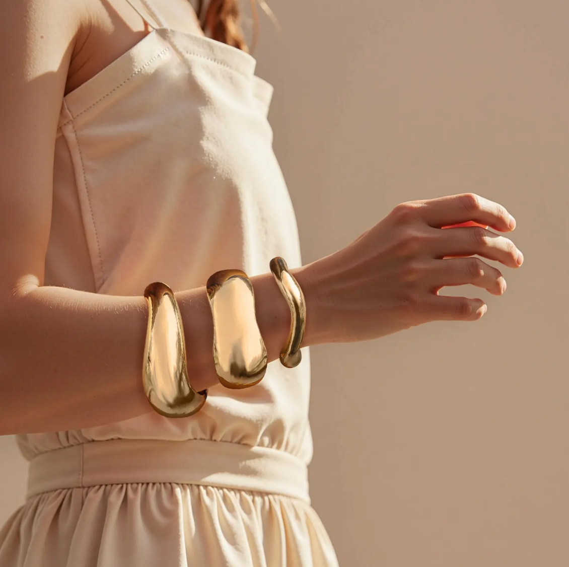 Editorial Hinge Bracelets 14K Gold PVD- Recycled 
