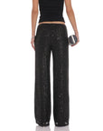 Lucy in the Sky Straight Sequin Pants in Black