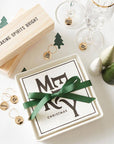 Ceramic Napkin Tray + Napkins - Merry Christmas