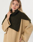 Ribbed Knit Turtleneck Shoulder Wrap Neck Warmer