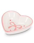 Small Heart Dish with Bows-Ivory & Pink