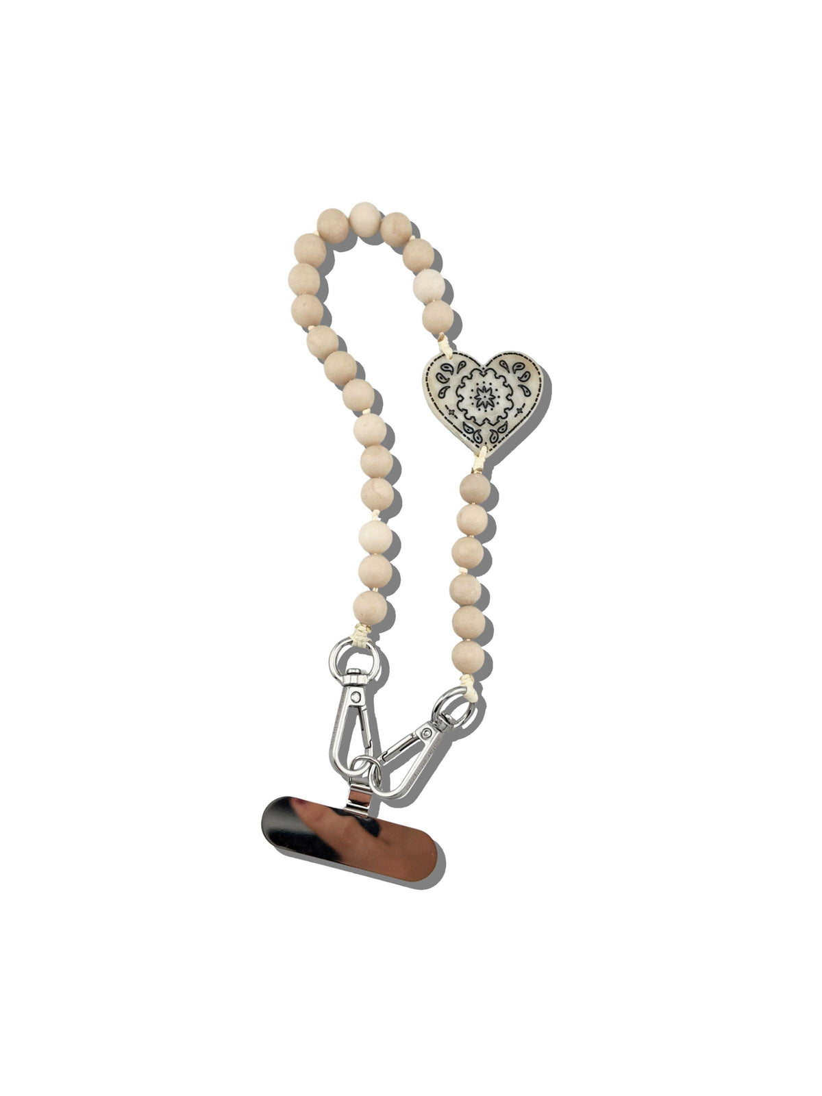 Hand-painted Paisley Heart Gemstone Bracelet Phone Chain