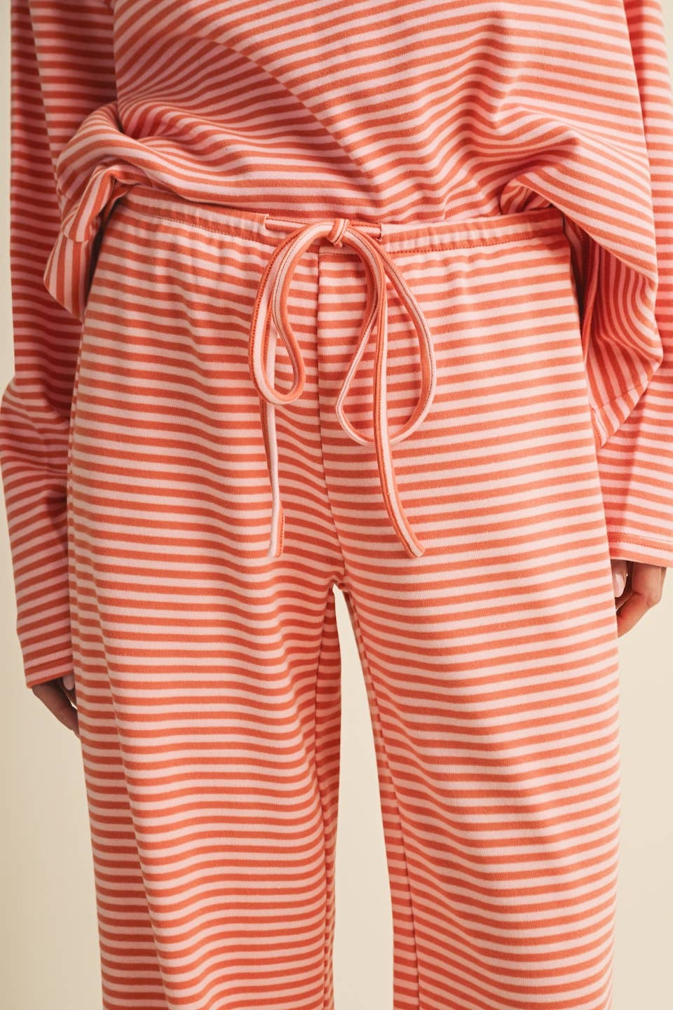 Striped Cotton Knit Wide Leg Pants