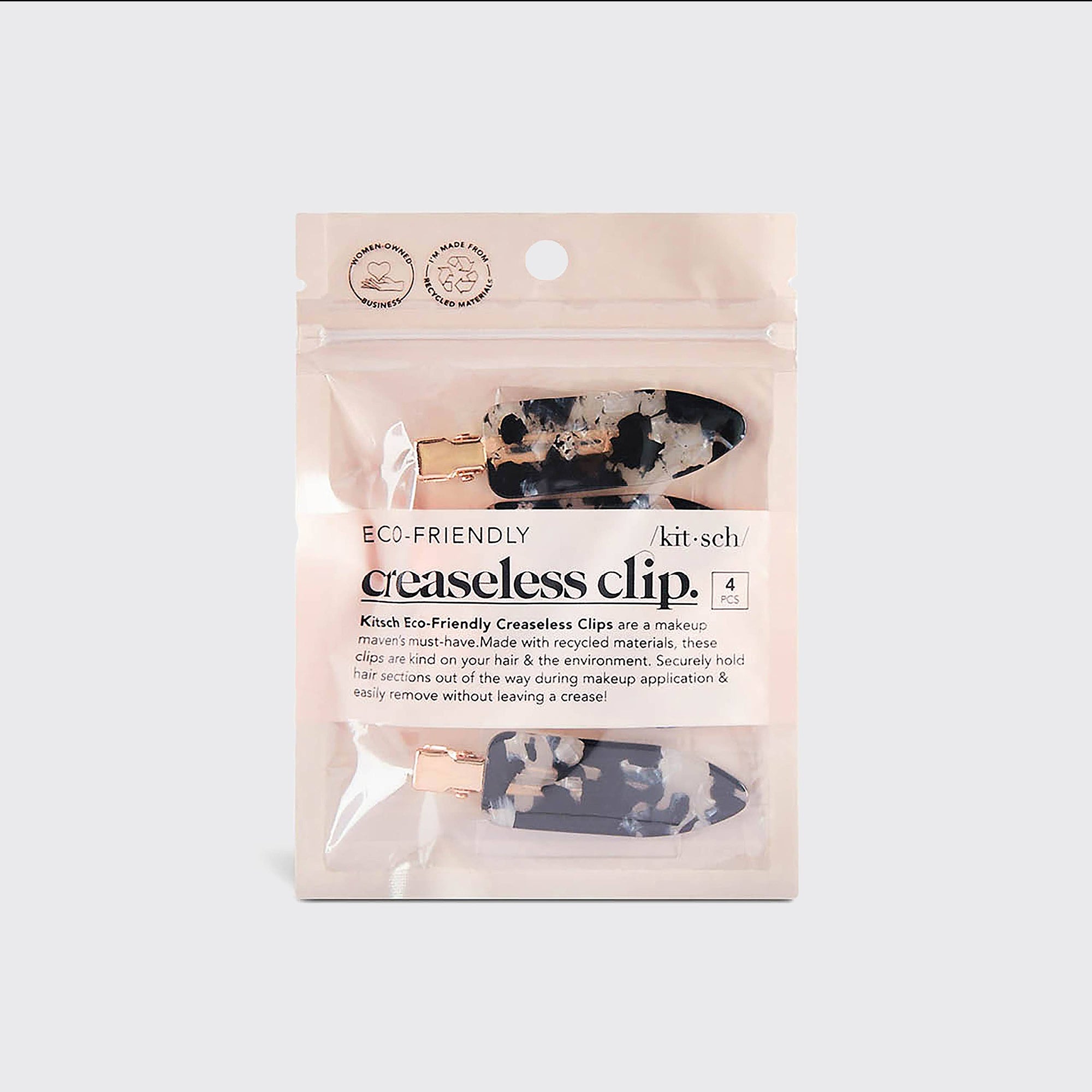 Eco-Friendly Creaseless Clips 4pc Set - Black Terrazzo - sanitystyle
