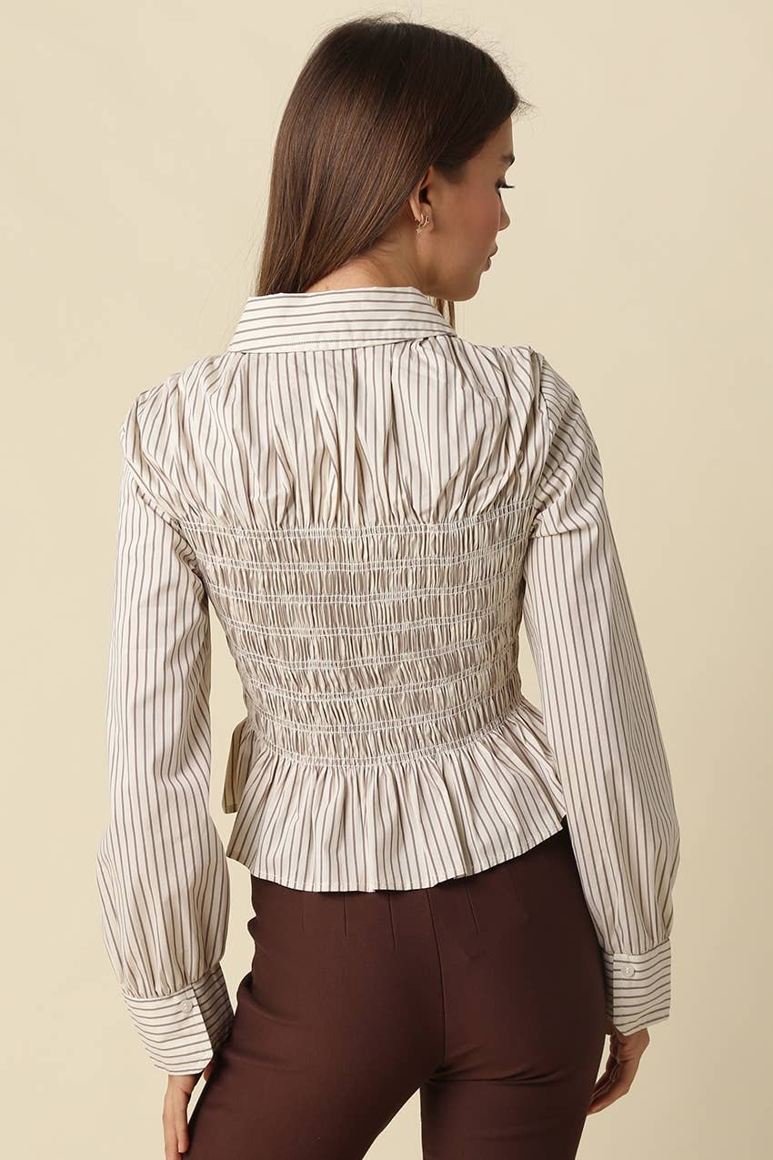 Nomi Smocked Peplum Shirt