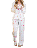 Festive Print Button-Up Pajama Set