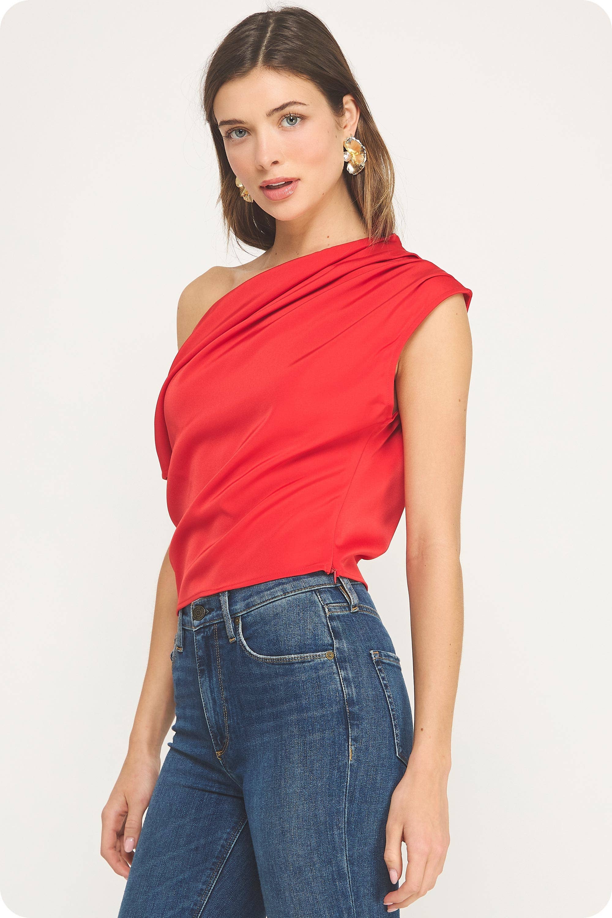 Sloane One Shoulder Satin Top