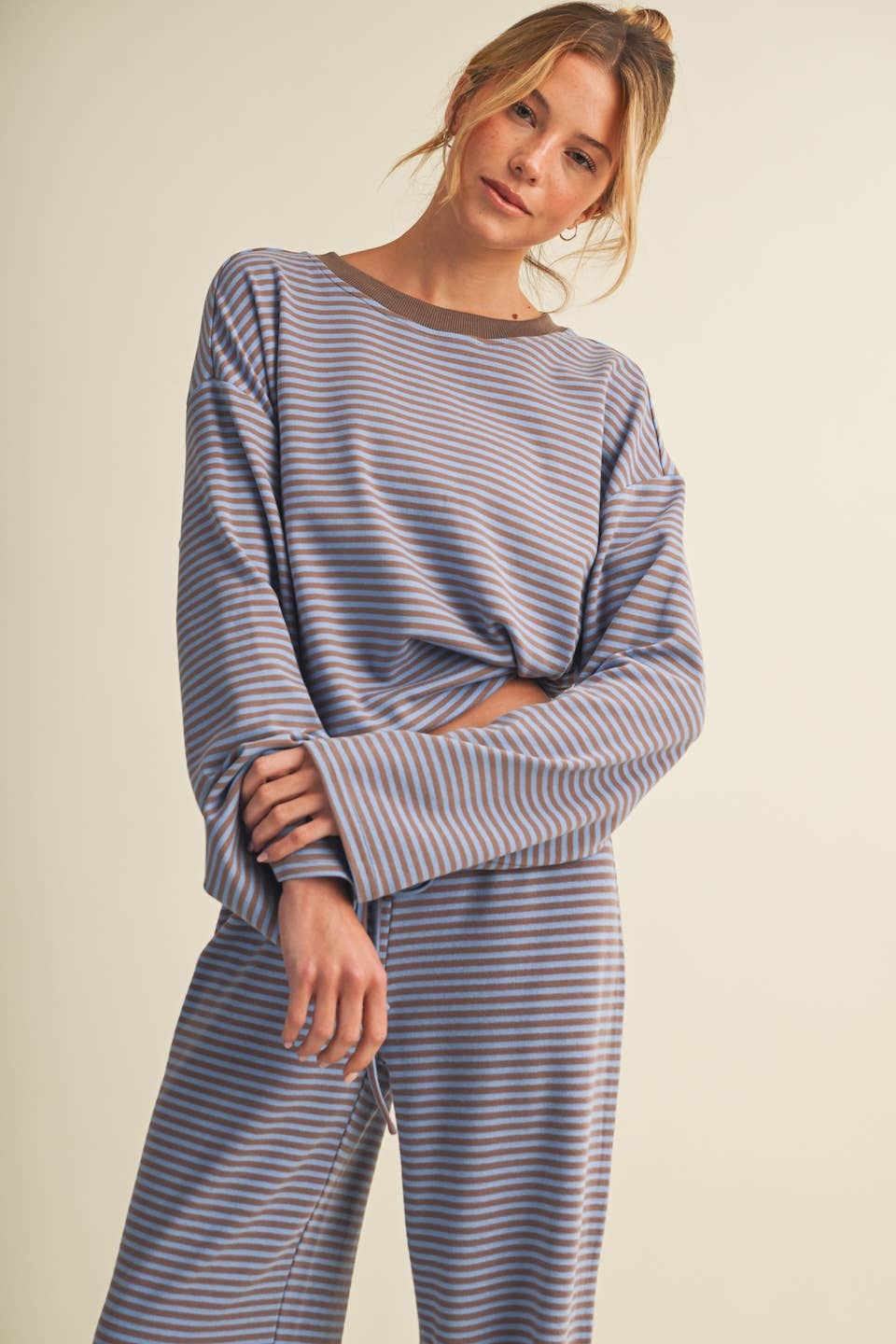 Striped Cotton Knit Oversized Top