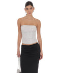 Lucy in the Sky Sequin Ruched Tube Top in Silver
