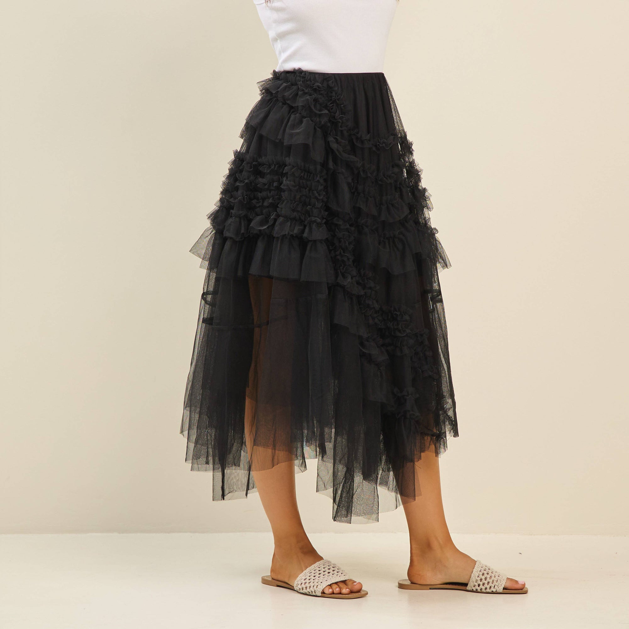 Solei Tiered Ruffle Tulle Skirt