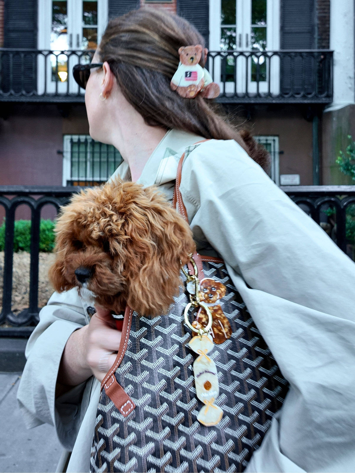 Hand-painted Doodle Puppy Bag Charm + Keychain
