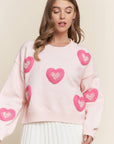 Lux Embroidered Heart Sweater Top