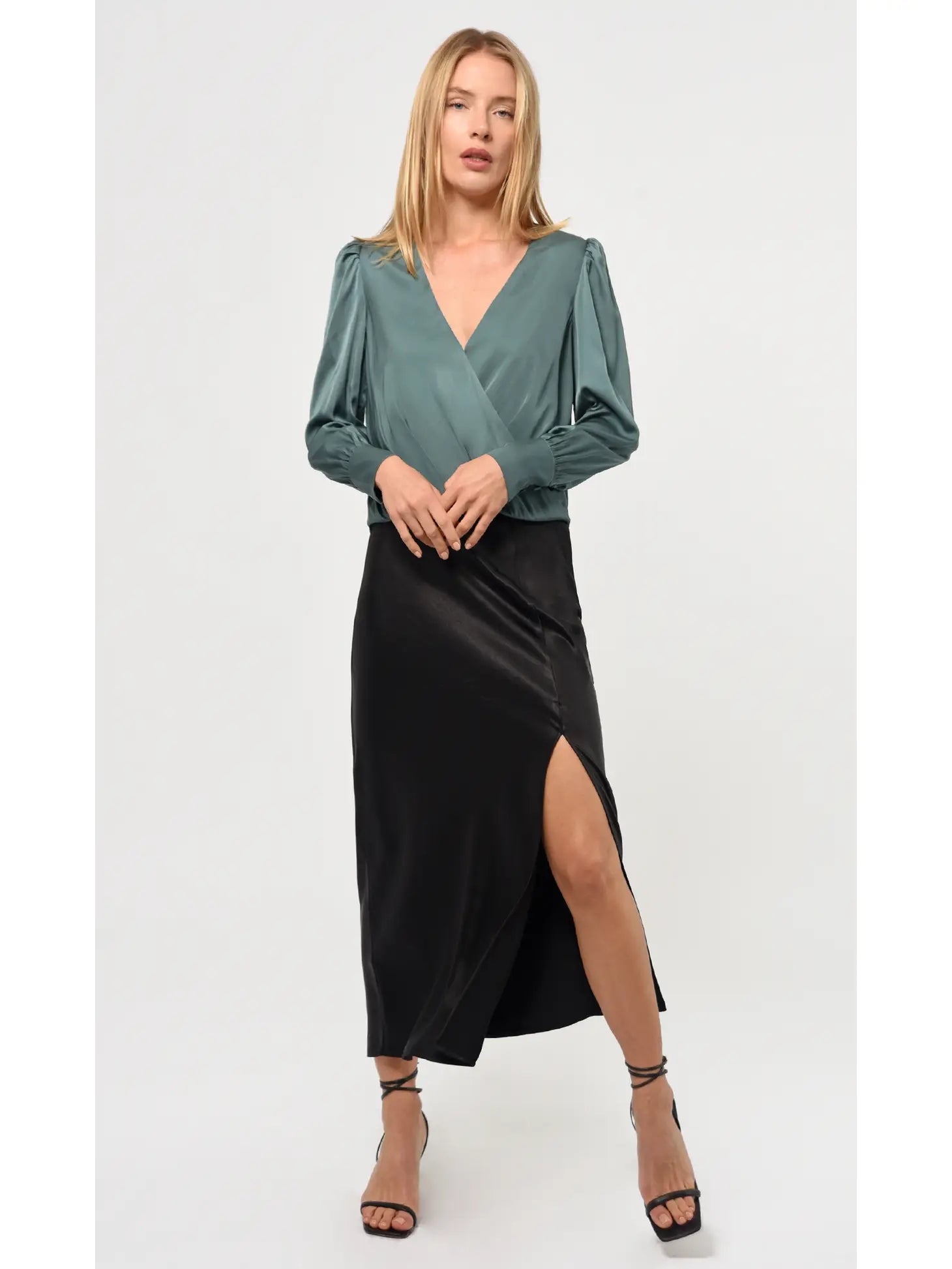 Lourdes Wrap Front Cuffed Blouse