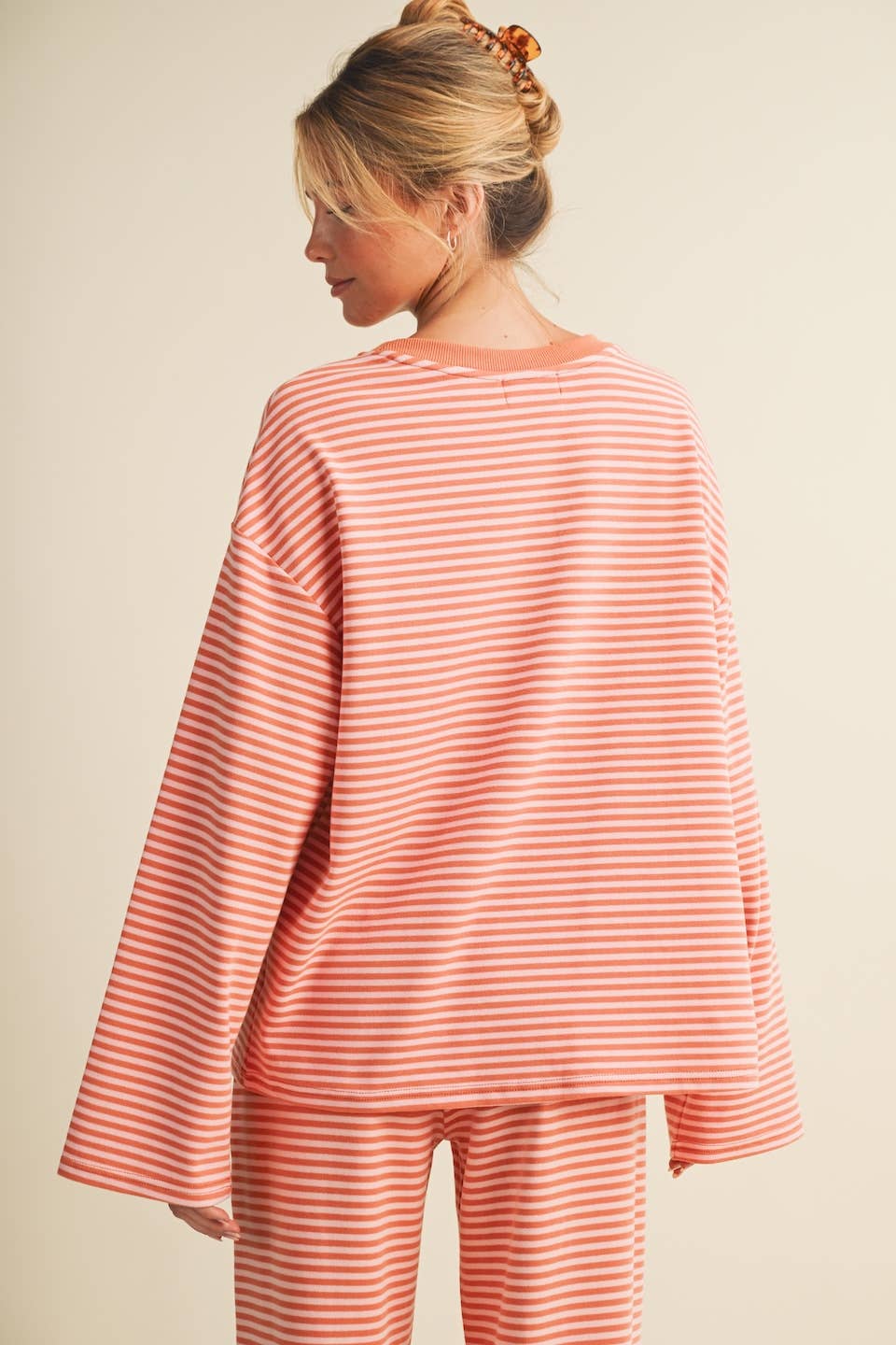 Striped Cotton Knit Oversized Top