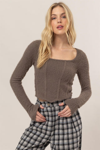 Kara Fuzzy Knit Top