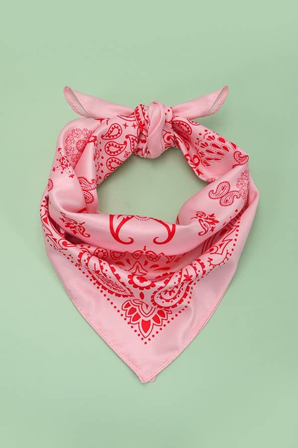 PAISLEY PINK SILKY FEEL BANDANA SCARF - sanitystyle