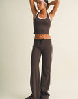 Side Stripe Low Waist Straight Leg Pants