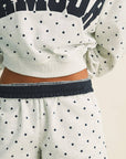 Amour Polka Dot Print Crewneck Crop Sweatshirt