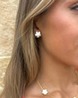 White Shell Flora Studs