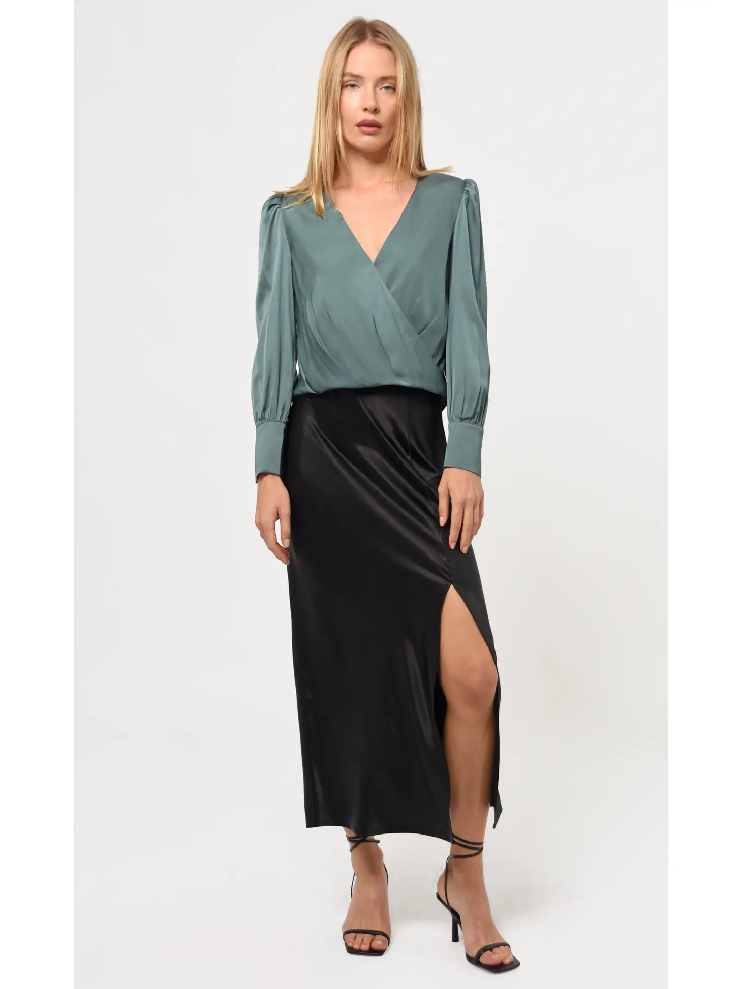 Lourdes Wrap Front Cuffed Blouse