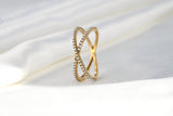 Pave Pearl Criss Cross Ring