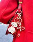 Hand-painted Doodle Puppy Bag Charm + Keychain