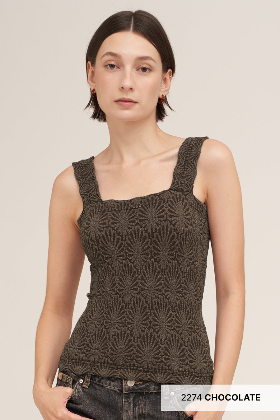 Lacey Textured Square Neck Tank