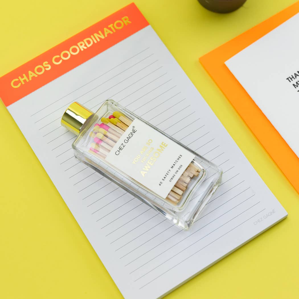 You're So F*cking Awesome - Glass Bottle Safety Matches - Pink/Yellow