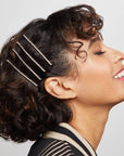 Extra Long Rhinestone Bobby Pins 4 pcs Set - Hematite