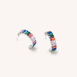 Silver Rainbow Shimmer Hoops- Waterproof