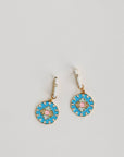 Blue Capri Tile Enamel Charm Statement Earrings