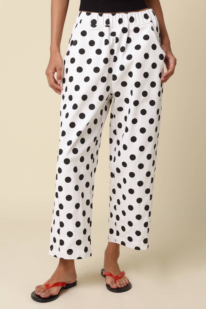 Carina Polka Dot Straight-Leg Pants