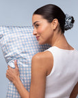 Satin Pillowcase Standard - Gingham Blue