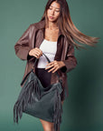 Sav Distressed Hobo w/ Fringe Detail