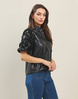 Tessa 3D Flower Sleeve Top