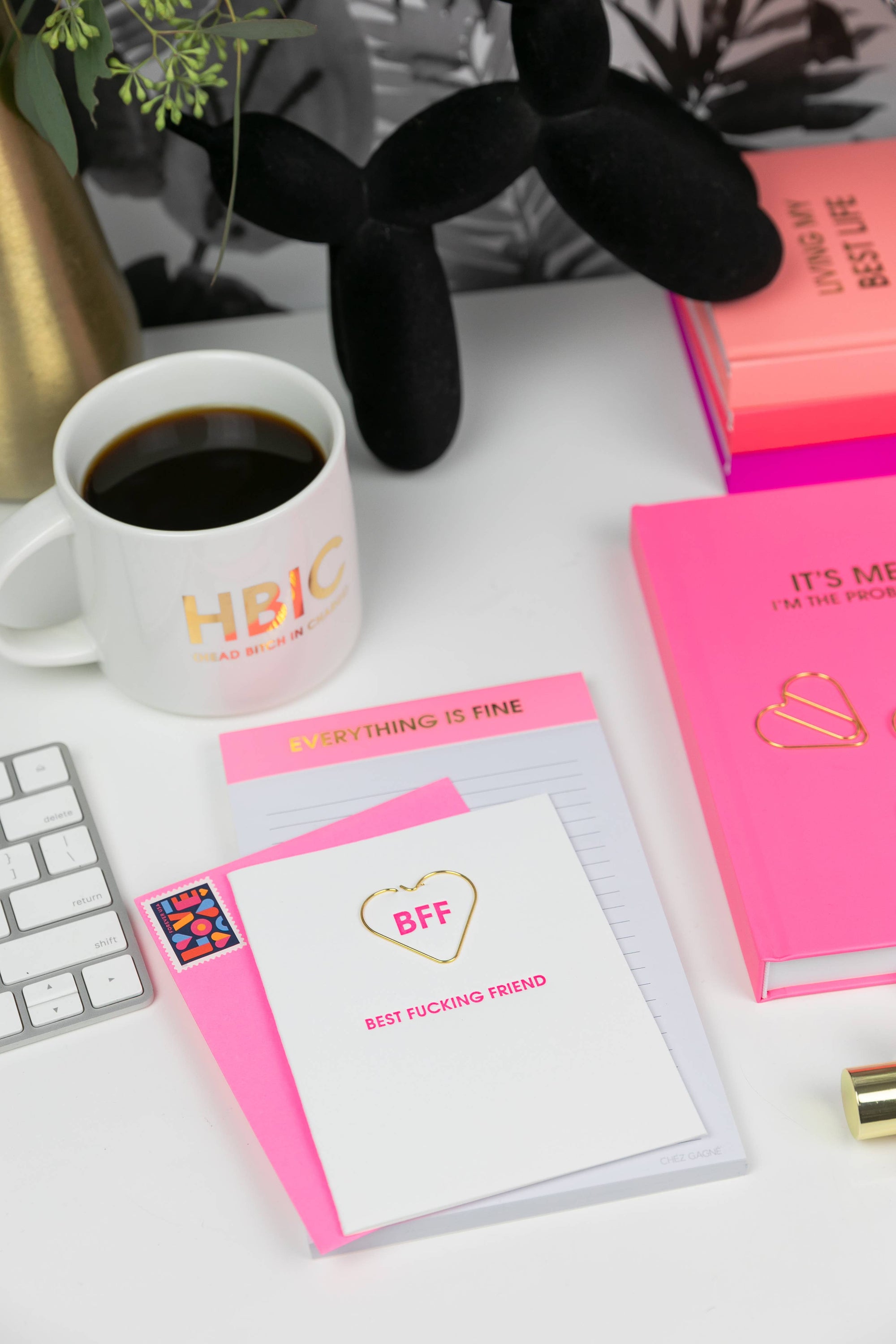 Everything is Fine - Lined Notepad - Perforated Sheets - Pink