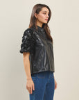 Tessa 3D Flower Sleeve Top