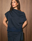 Estelle Lace Trim Satin Top