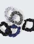 Satin Petite Scrunchies 5pc Set- Midnight