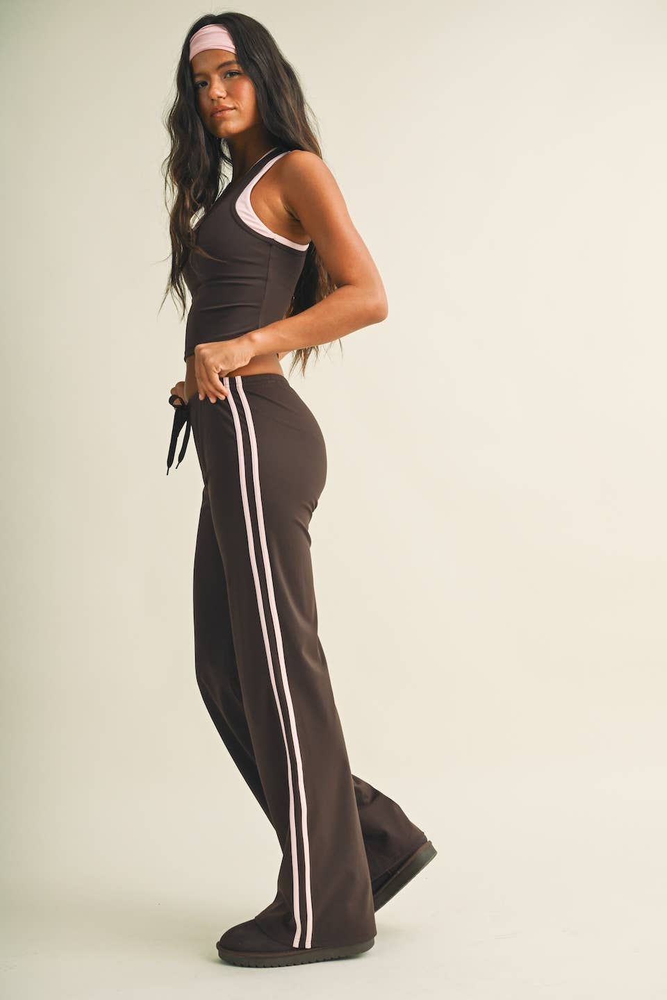 Side Stripe Low Waist Straight Leg Pants