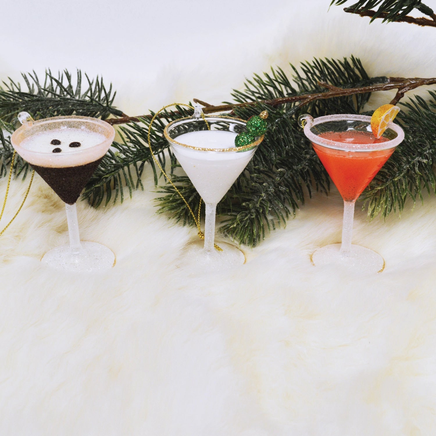Martini 3pc Glass Ornament Set - Thumbnail 3