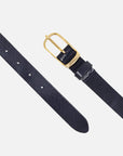 Lasse | Gold Buckle Skinny Classic Design Leather Belt Women