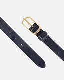 Lasse | Gold Buckle Skinny Classic Design Leather Belt Women