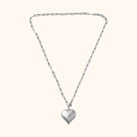 Bubble Heart Chain Necklace- Silver