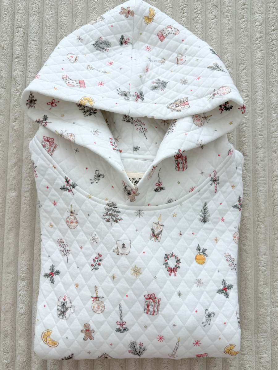 A Cottage Christmas Icons Quilted Hoodie