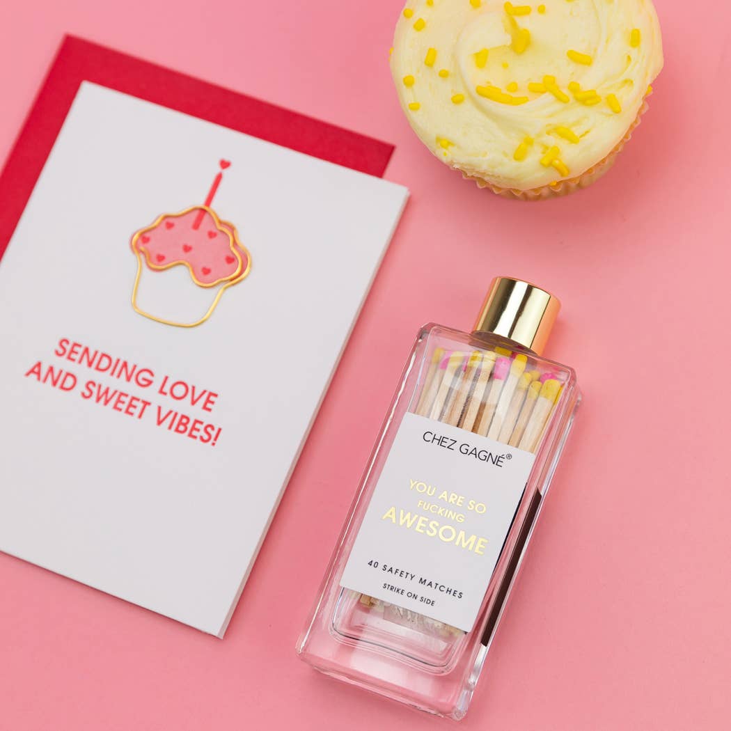 You're So F*cking Awesome - Glass Bottle Safety Matches - Pink/Yellow