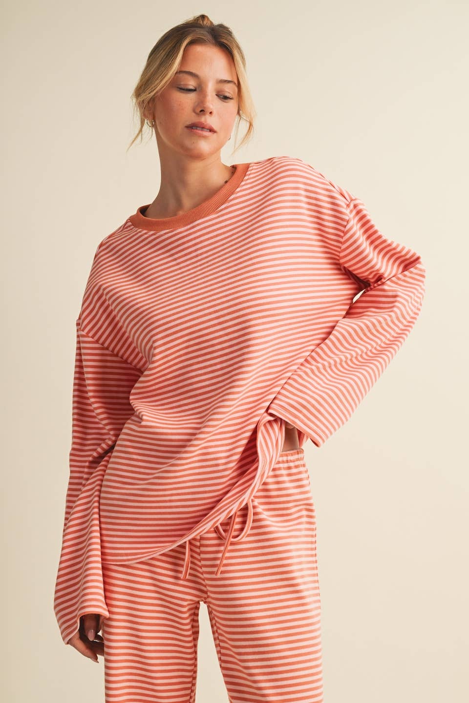Striped Cotton Knit Oversized Top